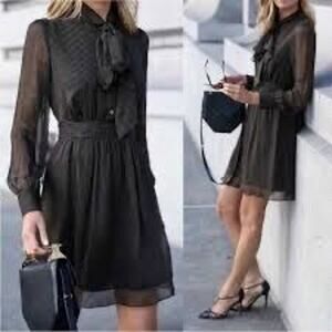 $445 NWOT DVF Diane von Furstenberg 8 Silk Chiffon Pinstripe Arabella Dress